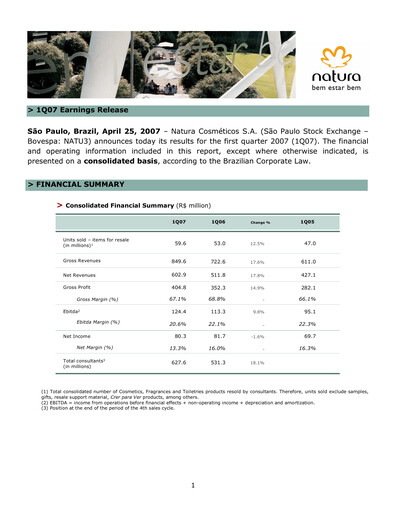 Thumbnail Natura&Co Quarterly Report 2007-q1