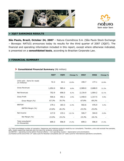 Thumbnail Natura&Co Quarterly Report 2007-q3