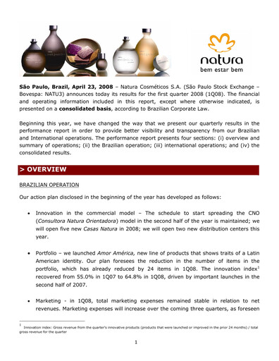 Thumbnail Natura&Co Quarterly Report 2008-q1