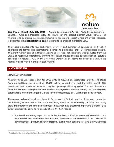 Thumbnail Natura&Co Quarterly Report 2008-q2