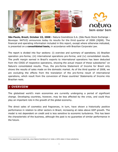 Thumbnail Natura&Co Quarterly Report 2008-q3