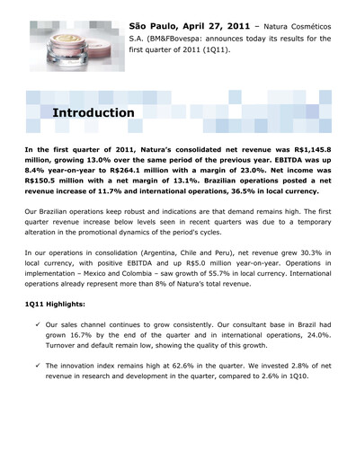 Thumbnail Natura&Co Quarterly Report 2011-q1