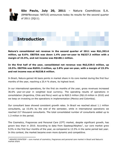 Thumbnail Natura&Co Quarterly Report 2011-q2