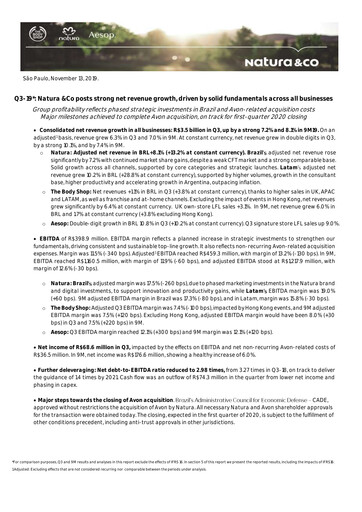Thumbnail Natura&Co Quarterly Report 2019-q3