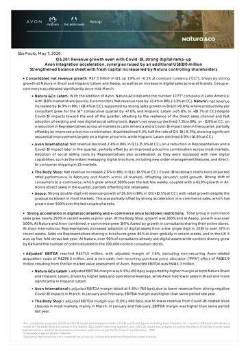 Thumbnail Natura&Co Quarterly Report 2020-q1