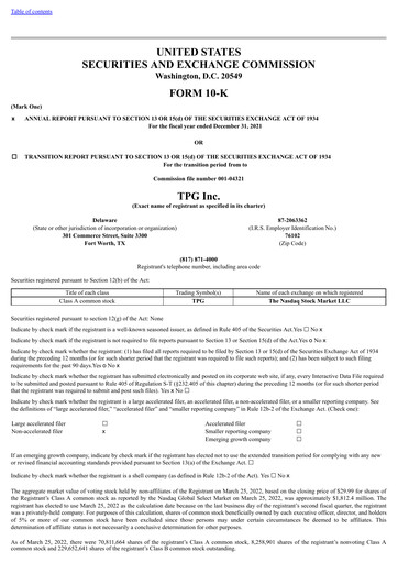 Thumbnail TPG Inc. Annual Report 2021
