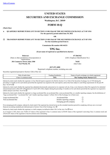 Thumbnail TPG Inc. Quarterly Report 2022-q2