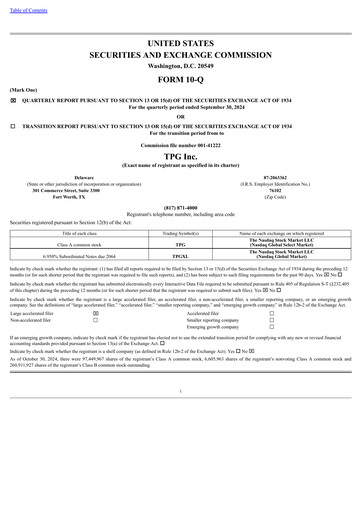Thumbnail TPG Inc. Quarterly Report 2024-q3