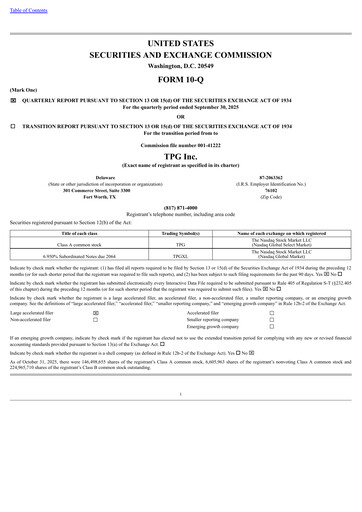 Thumbnail TPG Inc. Quarterly Report 2025-q3