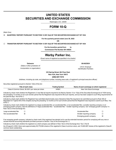 Thumbnail Warby Parker Quarterly Report 2022-q2