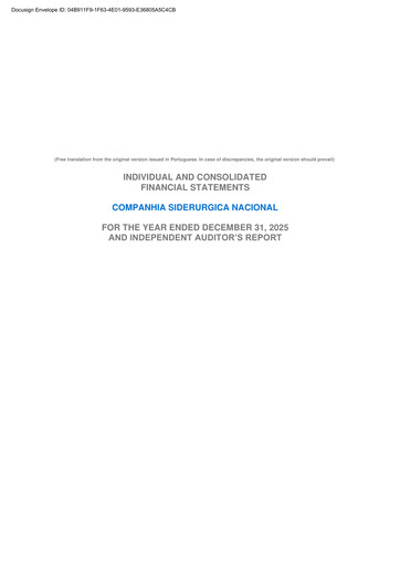 Thumbnail Companhia Siderúrgica Nacional
 Financial Statement 2025