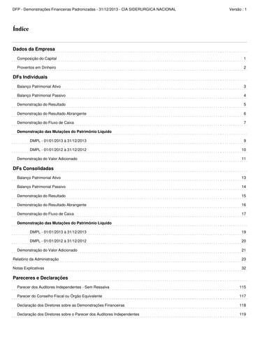 Miniature Companhia Siderúrgica Nacional
 Bilan financier 2013