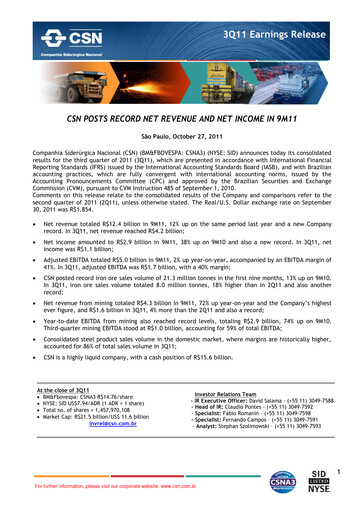 Thumbnail Companhia Siderúrgica Nacional
 Quarterly Report 2011-q3