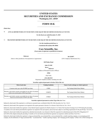 Vorschaubild Core Scientific Jahresbericht 2023
