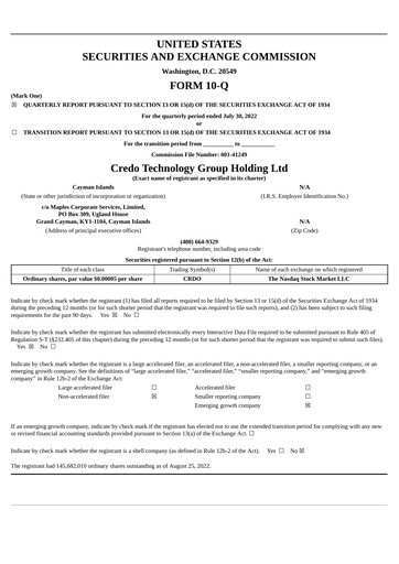 Vorschaubild Credo Technology Quartalsbericht 2023-q1
