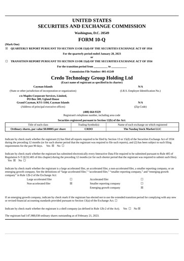 Vorschaubild Credo Technology Quartalsbericht 2023-q3