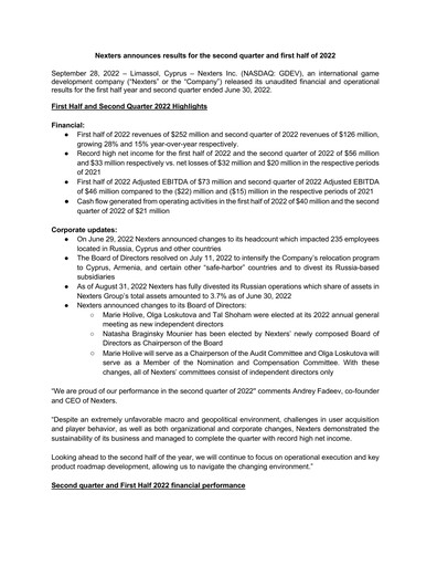 Thumbnail GDEV Inc. Half-year Report 2022-h1