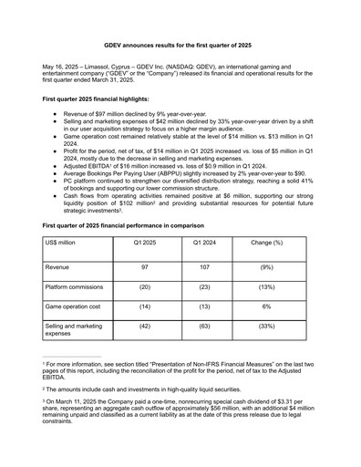 Thumbnail GDEV Inc. Quarterly Report 2025-q1
