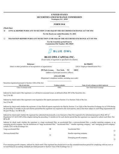 Thumbnail Blue Owl Capital Annual Report 2022
