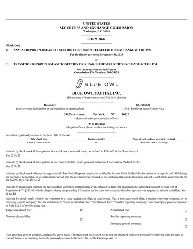 Thumbnail Blue Owl Capital Annual Report 2023