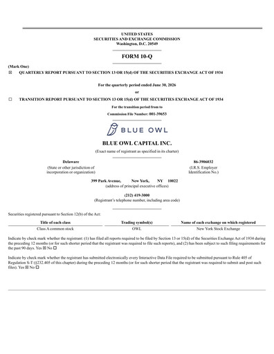 Miniature Blue Owl Capital Rapport trimestriel 2026-q2
