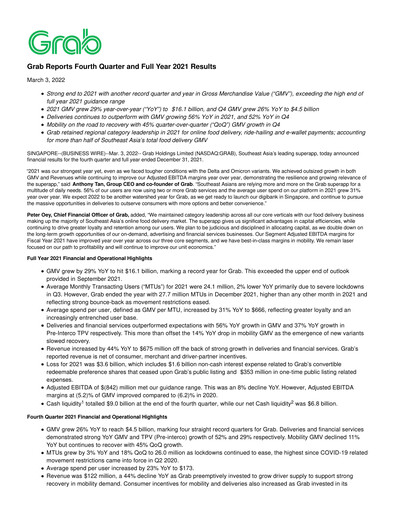 Thumbnail Grab Holdings Quarterly Report 2021-q4