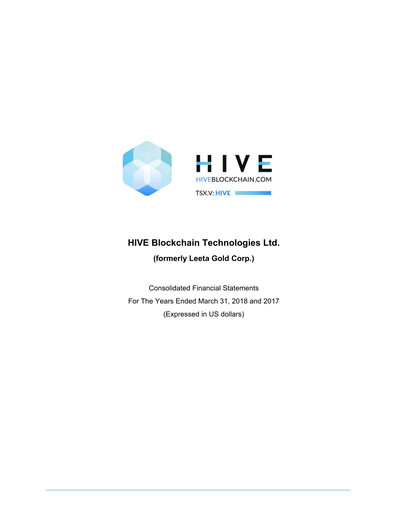 Thumbnail HIVE Digital Technologies Financial Statement fy2018