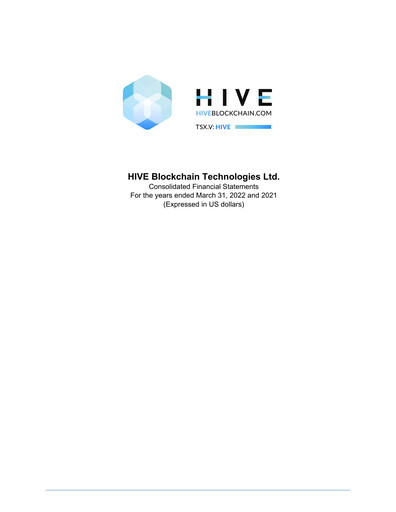 Thumbnail HIVE Digital Technologies Financial Statement fy2022