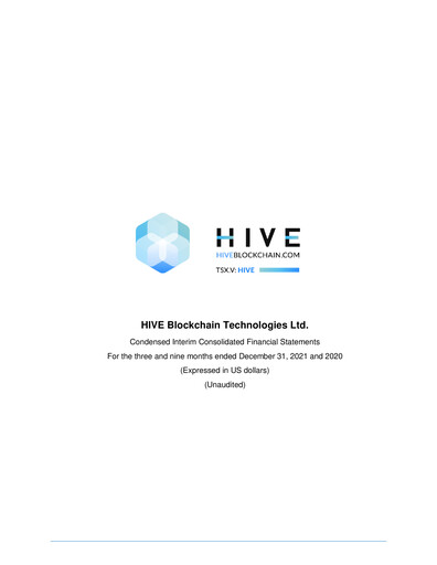 Thumbnail HIVE Digital Technologies Quarterly Report 2021-q3