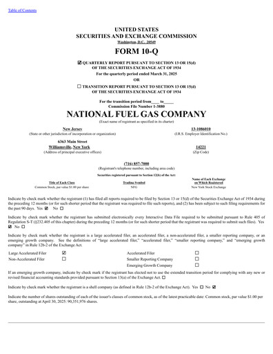 Thumbnail National Fuel Gas
 Quarterly Report 2025-q2