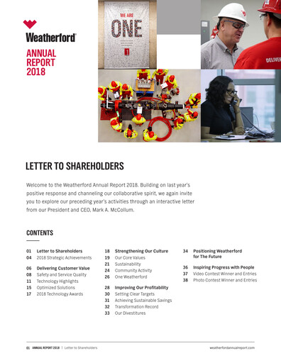 Thumbnail Weatherford International Annual Report 2018