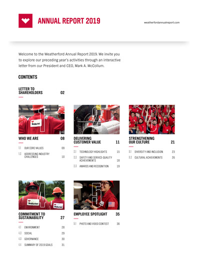 Thumbnail Weatherford International Annual Report 2019