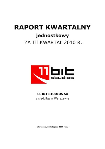 Thumbnail 11 bit studios Quarterly Report 2010-q3