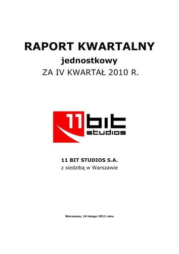 Thumbnail 11 bit studios Quarterly Report 2010-q4