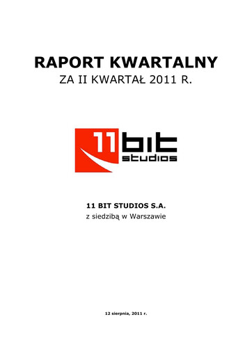 Thumbnail 11 bit studios Quarterly Report 2011-q2
