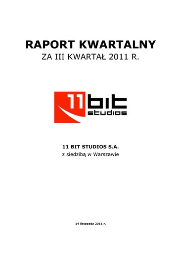 Thumbnail 11 bit studios Quarterly Report 2011-q3