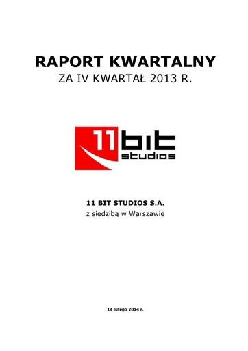 Thumbnail 11 bit studios Quarterly Report 2013-q4