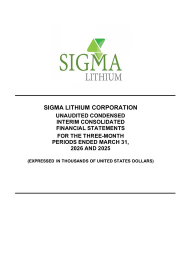 Thumbnail Sigma Lithium Quarterly Report 2026-q1