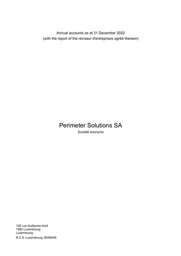 Thumbnail Perimeter Solutions Financial Report 2022