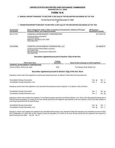 Thumbnail Constellation Energy Annual Report 2022