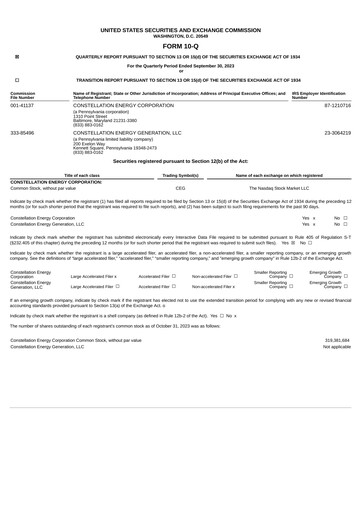 Thumbnail Constellation Energy Quarterly Report 2023-q3