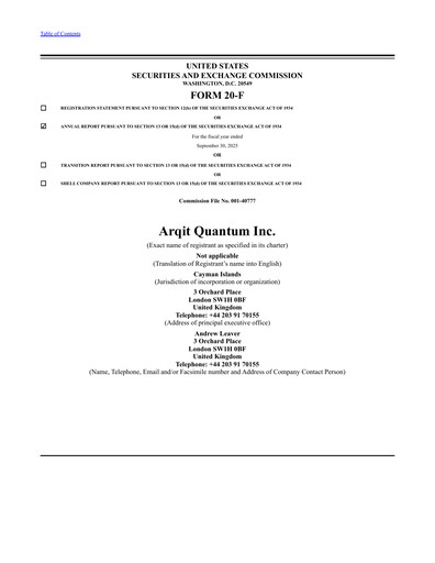 Miniature Arqit Quantum Rapport annuel 2025