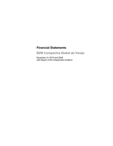 Thumbnail Americanas Financial Statement 2010