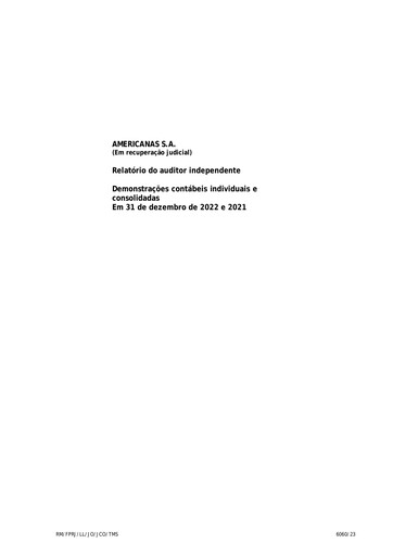 Thumbnail Americanas Financial Statement 2022
