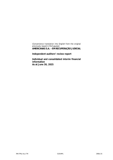 Thumbnail Americanas Quarterly Report 2025-q2