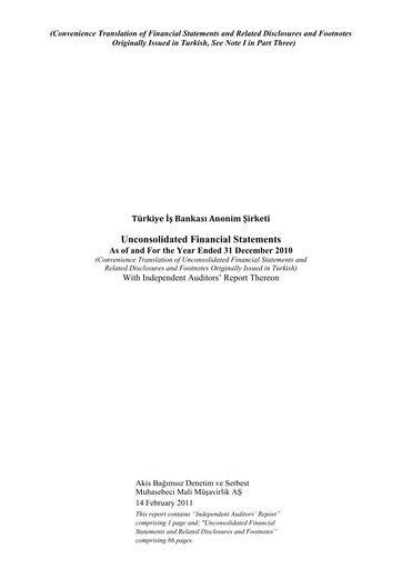 Thumbnail Türkiye Is Bankasi Financial Statement 2010