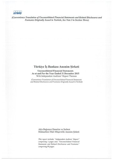 Thumbnail Türkiye Is Bankasi Financial Statement 2015