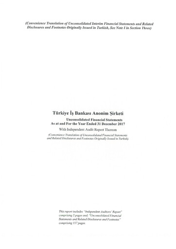 Thumbnail Türkiye Is Bankasi Financial Statement 2017