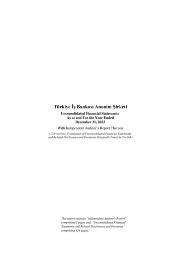 Thumbnail Türkiye Is Bankasi Financial Statement 2023