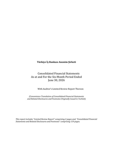 Thumbnail Türkiye Is Bankasi Half-year Report 2026-h1